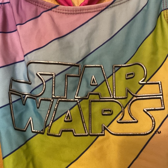 Star Wars Bathing Swim Suit Rainbow Striped Girls S 6 - Picture 2 of 6